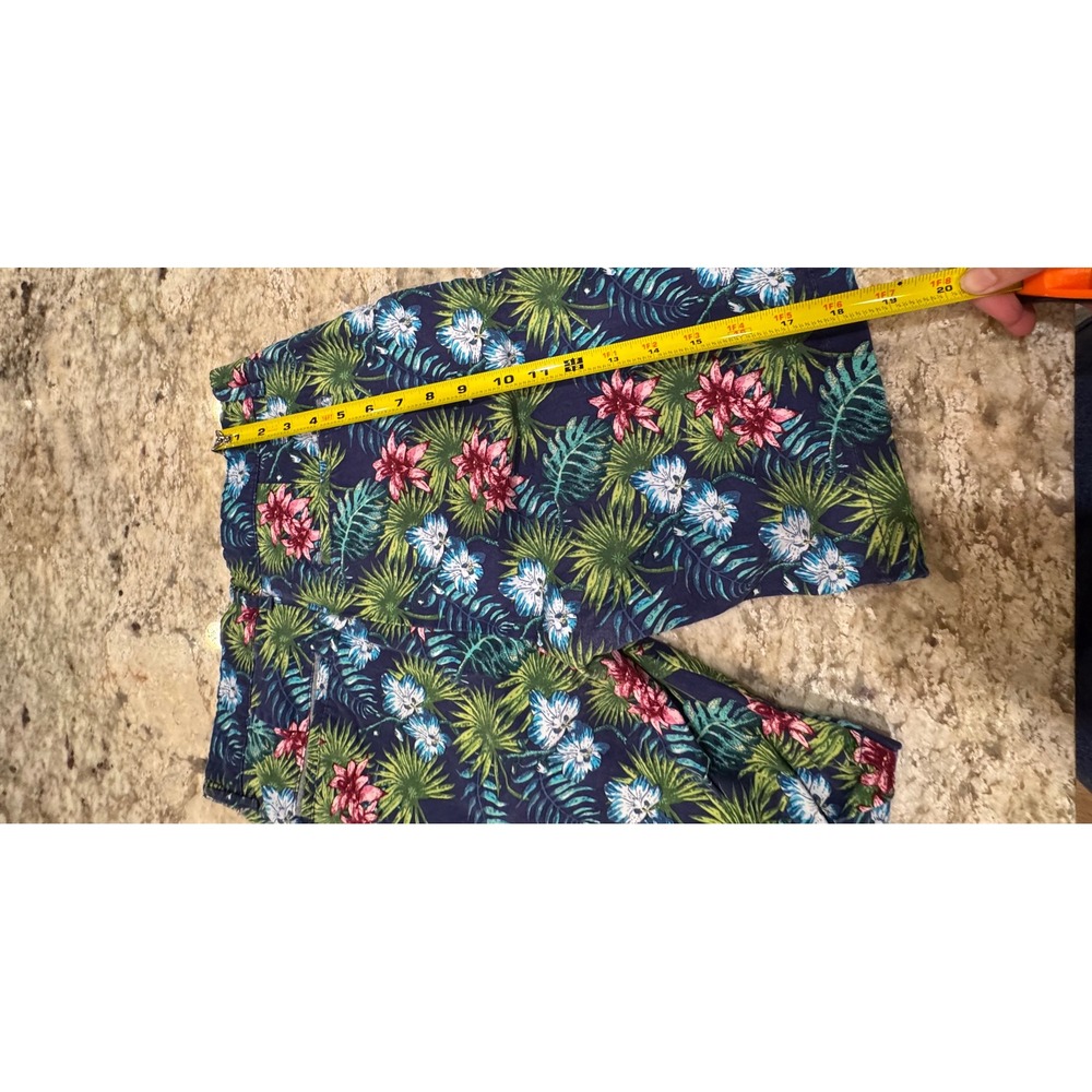 Hudson & Barrow Mens 30 Tropical Floral Shorts Navy Blue Hibiscus Palm Leaf - Picture 7 of 16